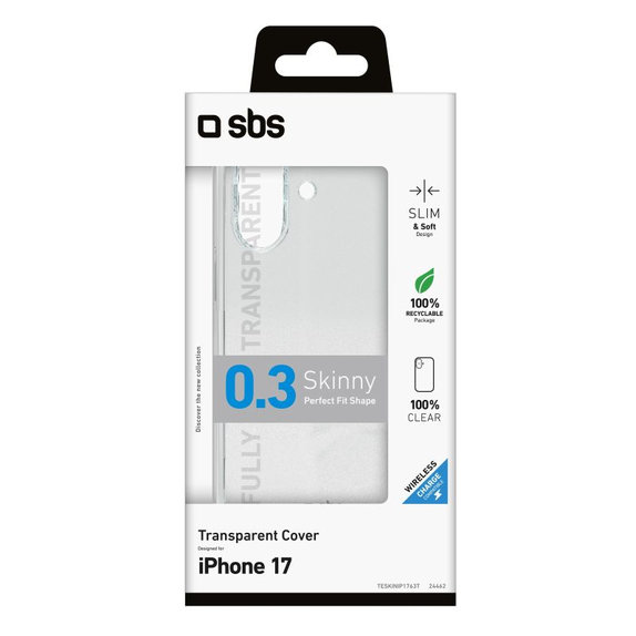 SBS - Puzdro Skinny pre iPhone 17, transparentná