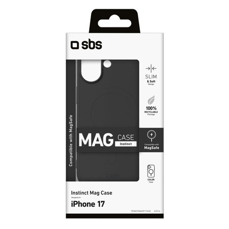 SBS - Puzdro Instinct Mag kompatibilné s MagSafe pre iPhone 17, čierna