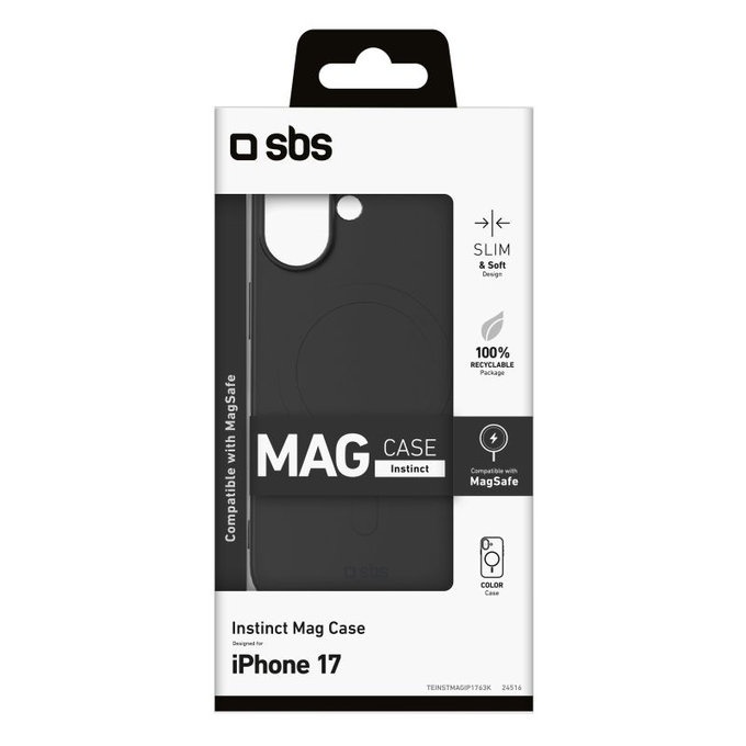 SBS - Puzdro Instinct Mag kompatibilné s MagSafe pre iPhone 17, čierna