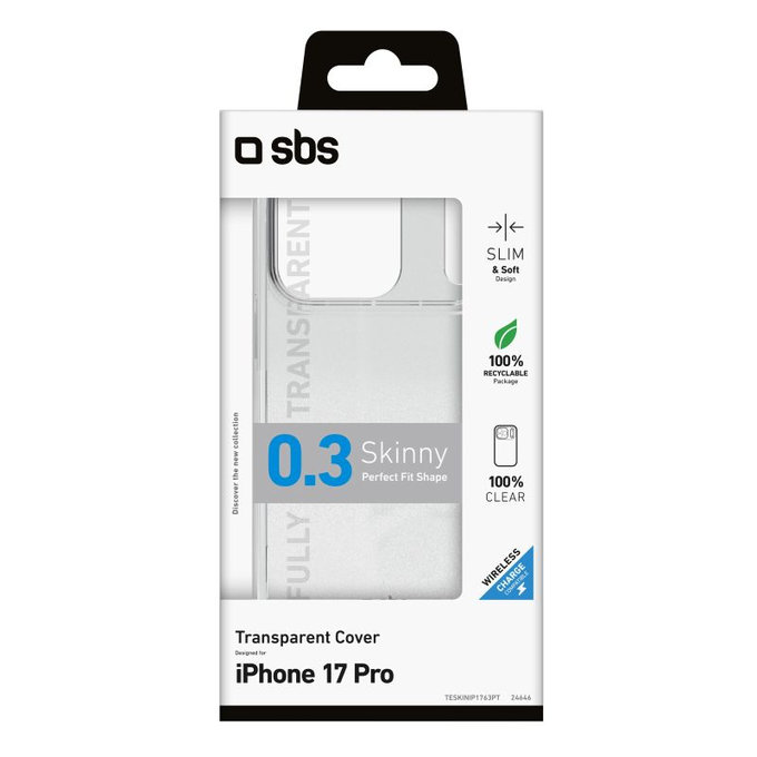 SBS - Puzdro Skinny pre iPhone 17 Pro, transparentná