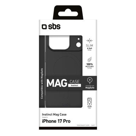 SBS - Puzdro Instinct Mag kompatibilné s MagSafe pre iPhone 17 Pro, čierna