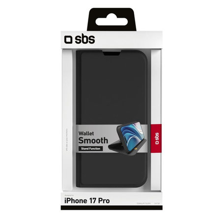 SBS - Puzdro Book Wallet Smooth pre iPhone 17 Pro, čierna