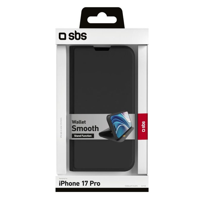 SBS - Puzdro Book Wallet Smooth pre iPhone 17 Pro, čierna