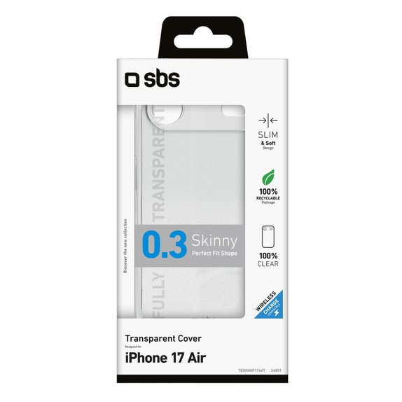 SBS - Puzdro Skinny pre iPhone Air, transparentná