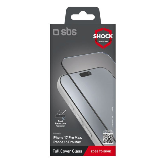 SBS - Tvrdené sklo Full Cover pre iPhone 17 Pro Max/16 Pro Max, čierna