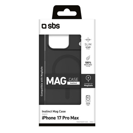 SBS - Puzdro Instinct Mag kompatibilné s MagSafe pre iPhone 17 Pro Max, čierna