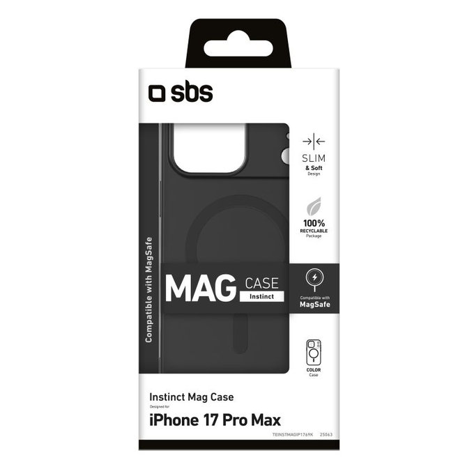 SBS - Puzdro Instinct Mag kompatibilné s MagSafe pre iPhone 17 Pro Max, čierna