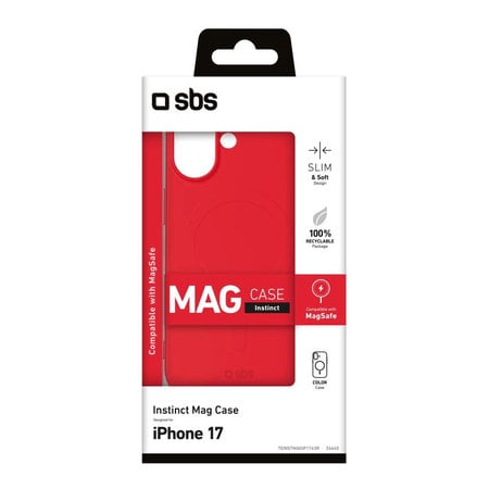 SBS - Puzdro Instinct Mag kompatibilné s MagSafe pre iPhone 17, červená