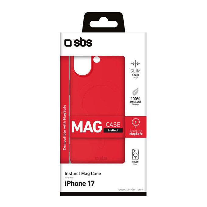 SBS - Puzdro Instinct Mag kompatibilné s MagSafe pre iPhone 17, červená