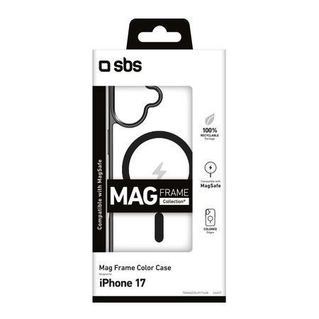 SBS - Puzdro Mag Frame kompatibilné s MagSafe pre iPhone 17, čierna