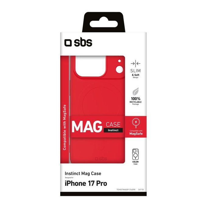 SBS - Puzdro Instinct Mag kompatibilné s MagSafe pre iPhone 17 Pro, červená