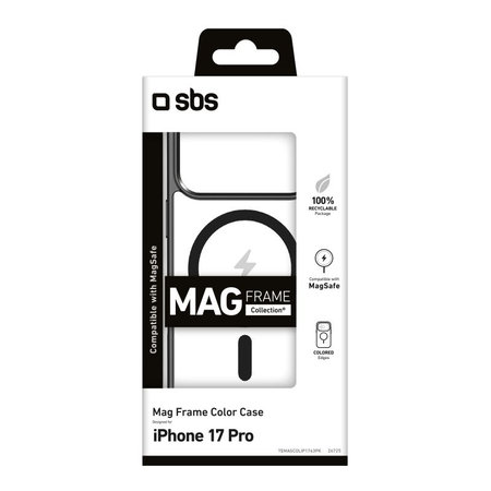 SBS - Puzdro Mag Frame kompatibilné s MagSafe pre iPhone 17 Pro, čierna