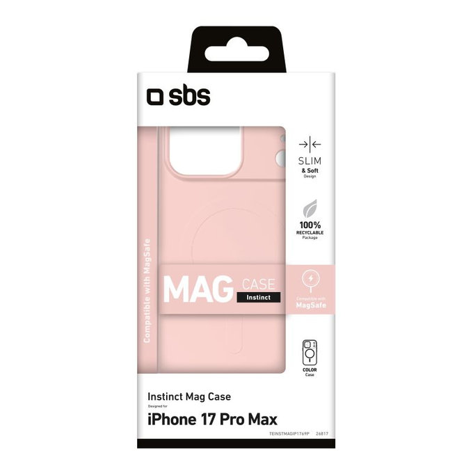 SBS - Puzdro Instinct Mag kompatibilné s MagSafe pre iPhone 17 Pro Max, ružová