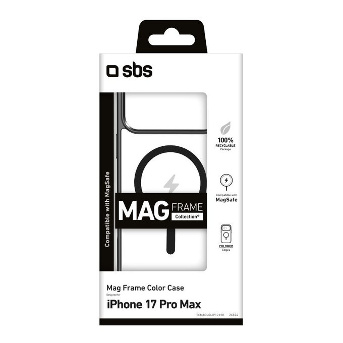 SBS - Puzdro Mag Frame kompatibilné s MagSafe pre iPhone 17 Pro Max, čierna