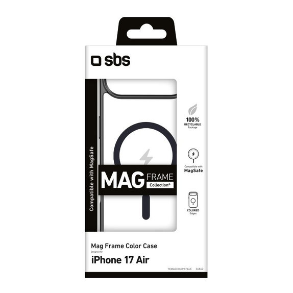 SBS - Puzdro Mag Frame kompatibilné s MagSafe pre iPhone Air, čierna