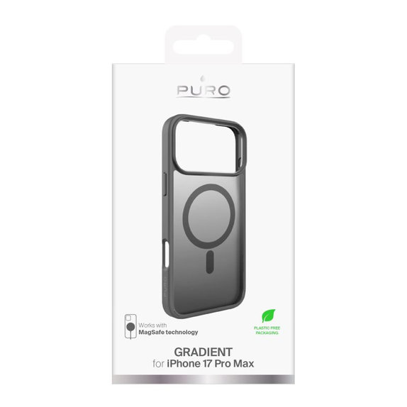 PURO - Puzdro Gradient s MagSafe pre iPhone 17 Pro Max, tmavá šedá