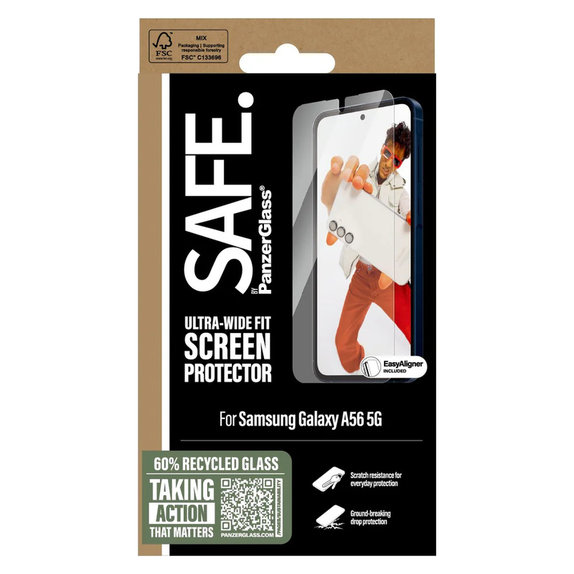 Tvrdené sklo UWF s aplikátorom pre Samsung Galaxy A56 5G, Číra, SAFE by PanzerGlass