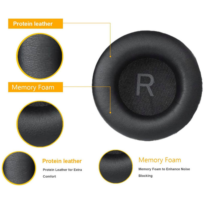 Náhradné Náušníky pre AKG K52, K72, K92, K240, Pamäťová pena + PU Koža, Čierne, 1 pár