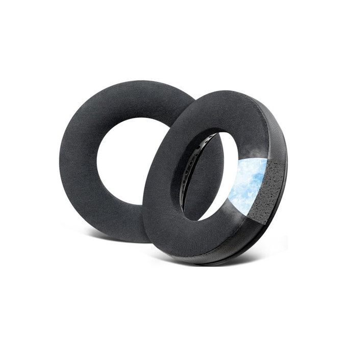 Náhradné Náušníky pre Beyerdynamic DT440, DT660, DT990 Pro, Pamäťová Pena + Koža + Textil + Chladivý Gél, Čierne, 1 Pár