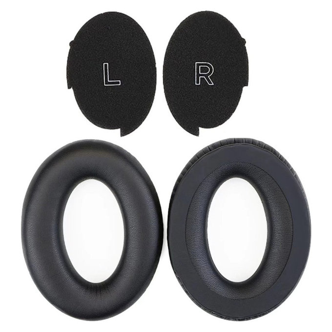 Náhradné Náušníky pre Bose A30, PU Koža, Čierne, 1 pár