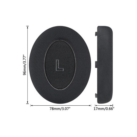 Náhradné Náušníky pre Bose QC Ultra, Pamäťová pena + Textil + Koža, Čierne, Chladivý Gél, 1 pár