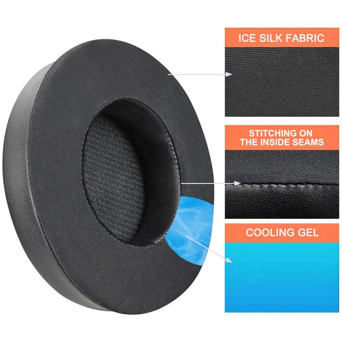 Náhradné Náušníky pre Corsair Virtuoso RGB, Pamäťová pena + Textil, Čierne, Chladivý Gél, 1 pár