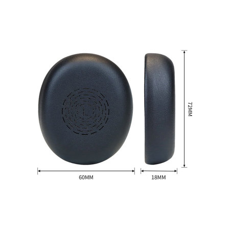 Náhradné Náušníky pre Jabra Evolve2 65 UC/MS (Flex), Pamäťová pena + PU Koža, Čierne, 1 pár