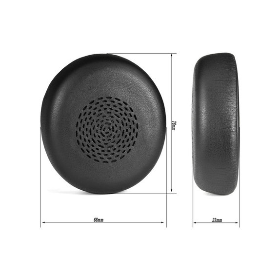 Náhradné Náušníky pre Jabra Evolve 2 75 UC/MS, Pamäťová pena + PU Koža, Čierne, 1 pár