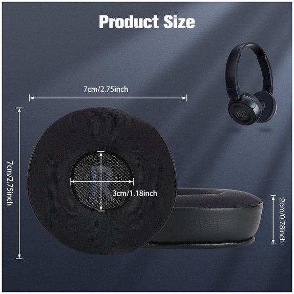 Náhradné Náušníky pre JBL JR300, T450BT, T500BT, T600, Pamäťová Pena + Koža + Textil, Čierne, Chladivý Gél, 1 pár