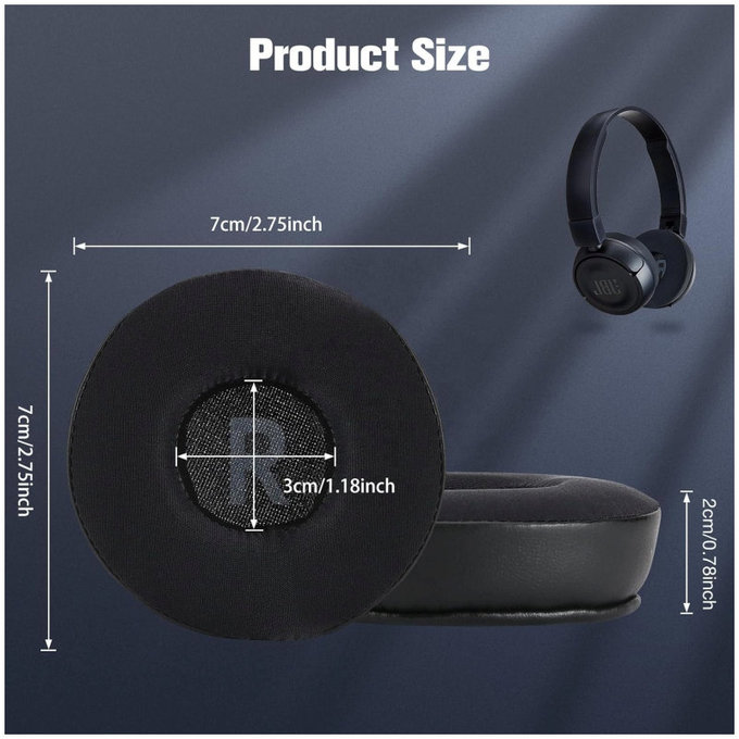 Náhradné Náušníky pre JBL JR300, T450BT, T500BT, T600, Pamäťová Pena + Koža + Textil, Čierne, Chladivý Gél, 1 pár