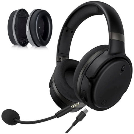 Náhradné Náušníky pre Kingston HyperX Cloud Orbit S, Pamäťová pena + PU Koža, Čierne, 1 pár