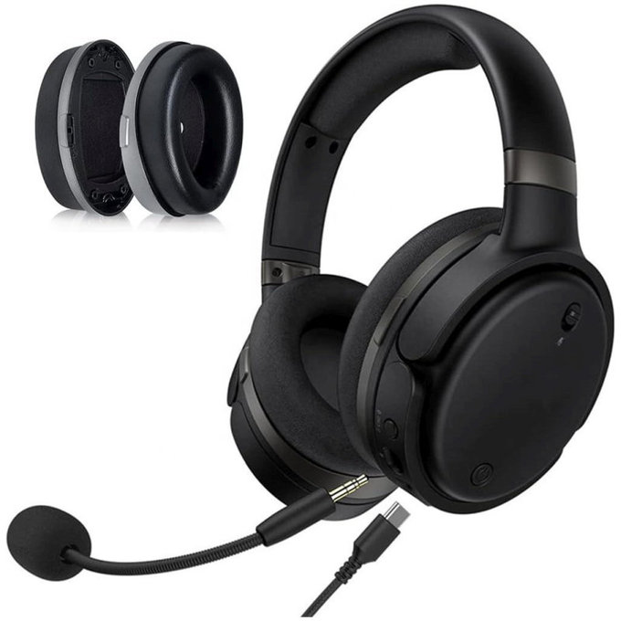 Náhradné Náušníky pre Kingston HyperX Cloud Orbit S, Pamäťová pena + PU Koža, Čierne, 1 pár