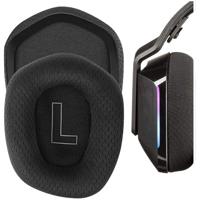 Náhradné Náušníky pre Logitech G335, G733, Pamäťová pena + Textil, Čierne, 1 pár