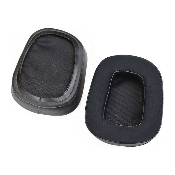Náhradné Náušníky pre Logitech G633 Artemis, G933 Artemis, Pamäťová pena + Textil + Koža, Čierne, Chladivý Gél, 1 pár