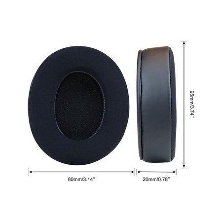 Náhradné Náušníky pre Beats Studio Pro, Pamäťová pena + Textil + Koža, Čierne, Chladivý Gél, 1 pár