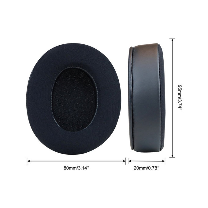 Náhradné Náušníky pre Beats Studio Pro, Pamäťová pena + Textil + Koža, Čierne, Chladivý Gél, 1 pár