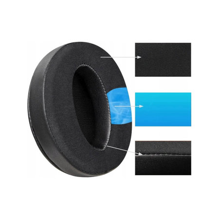 Náhradné Náušníky pre Sennheiser HD4.50, Pamäťová pena + Textil + Koža, Čierne, Chladivý Gél, 1 pár