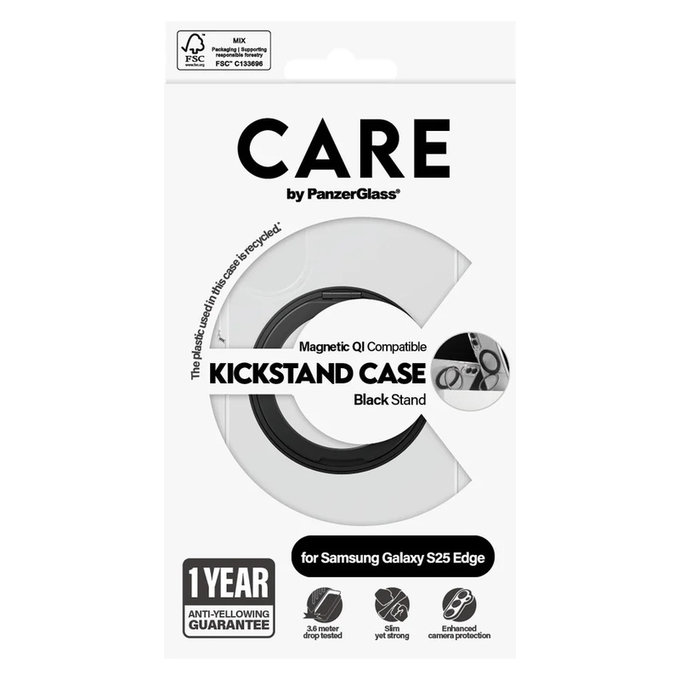 Puzdro Kickstand pre Samsung Galaxy S25 Edge, Čierna, PanzerGlass