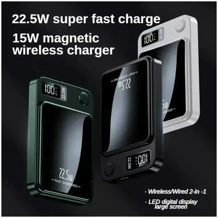 FixPremium - MagSafe PowerBank 5000mAh s LED Displejom, čierna