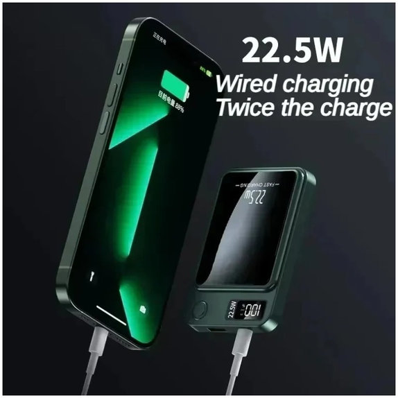 FixPremium - MagSafe PowerBank 5000mAh s LED Displejom, čierna