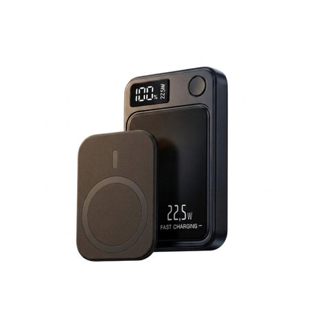 FixPremium - MagSafe PowerBank 5000mAh s LED Displejom, čierna