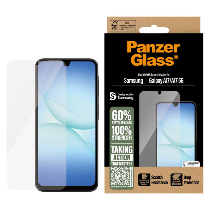 PanzerGlass - Tvrdené sklo UWF s aplikátorom pre Samsung Galaxy A17, A17 5G, číra