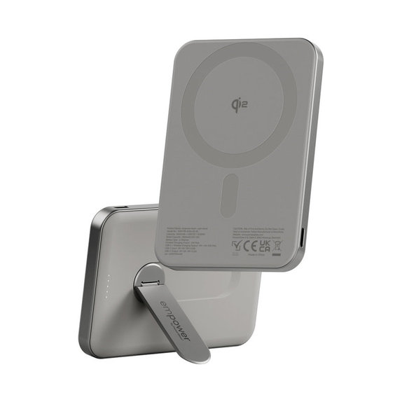 Bezdrôtová PowerBank 5000 mAh, s otočným stojanom 20 W, kompatibilná s MagSafe, Qi2/USB-C, Titán, empower