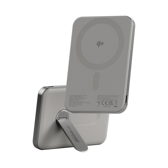 Bezdrôtová PowerBank 5000 mAh, s otočným stojanom 20 W, kompatibilná s MagSafe, Qi2/USB-C, Titán, empower