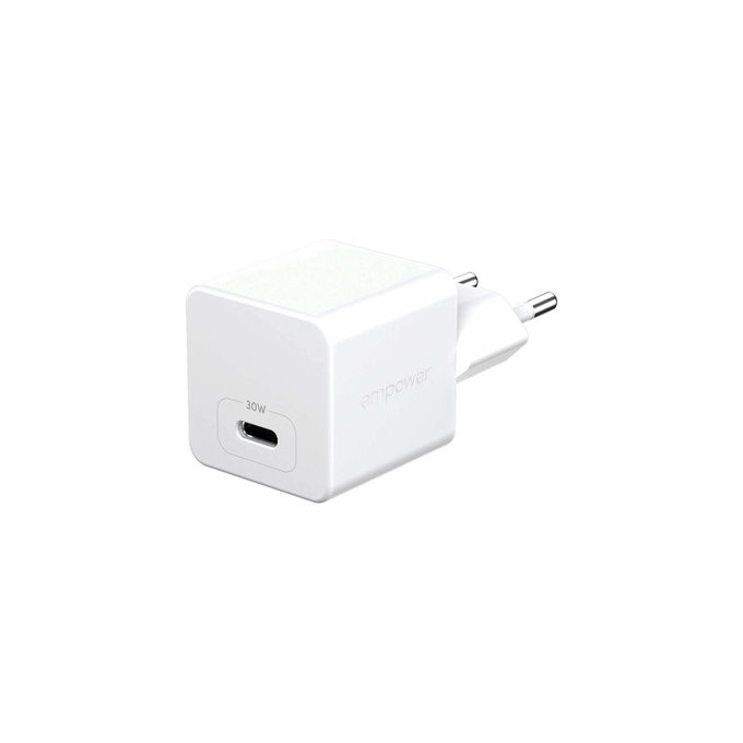 Cestovný adaptér Grand Prix USB-C, GaN, 30 W PD, striebornobiela, empower