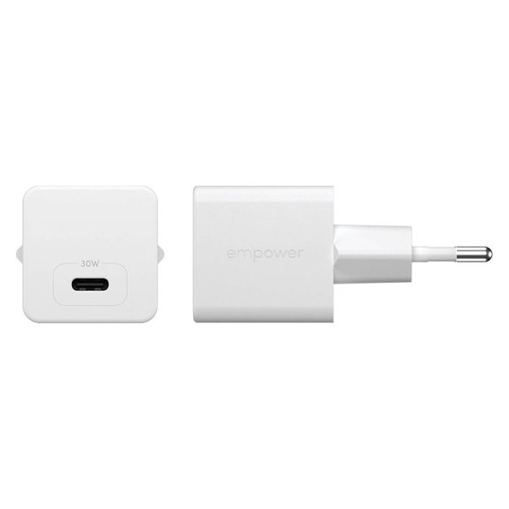 Cestovný adaptér Grand Prix USB-C, GaN, 30 W PD, striebornobiela, empower