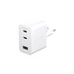 Cestovný adaptér Grand Prix 2x USB-C/USB-A, GaN, 70 W PD, Striebornobiela, empower