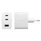 Cestovný adaptér Grand Prix 2x USB-C/USB-A, GaN, 70 W PD, Striebornobiela, empower