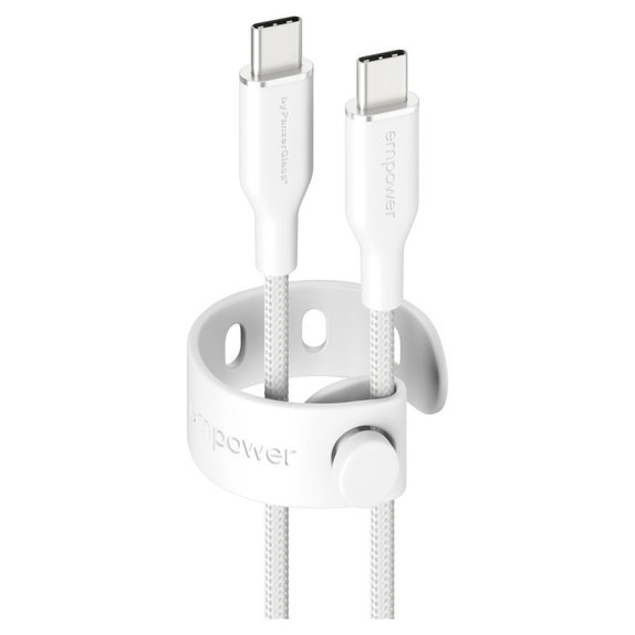 Kábel USB-C, 60 W, Racing, 1,2 m, striebornobiela, empower