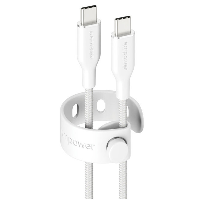 Kábel USB-C, 60 W, Racing, 1,2 m, striebornobiela, empower